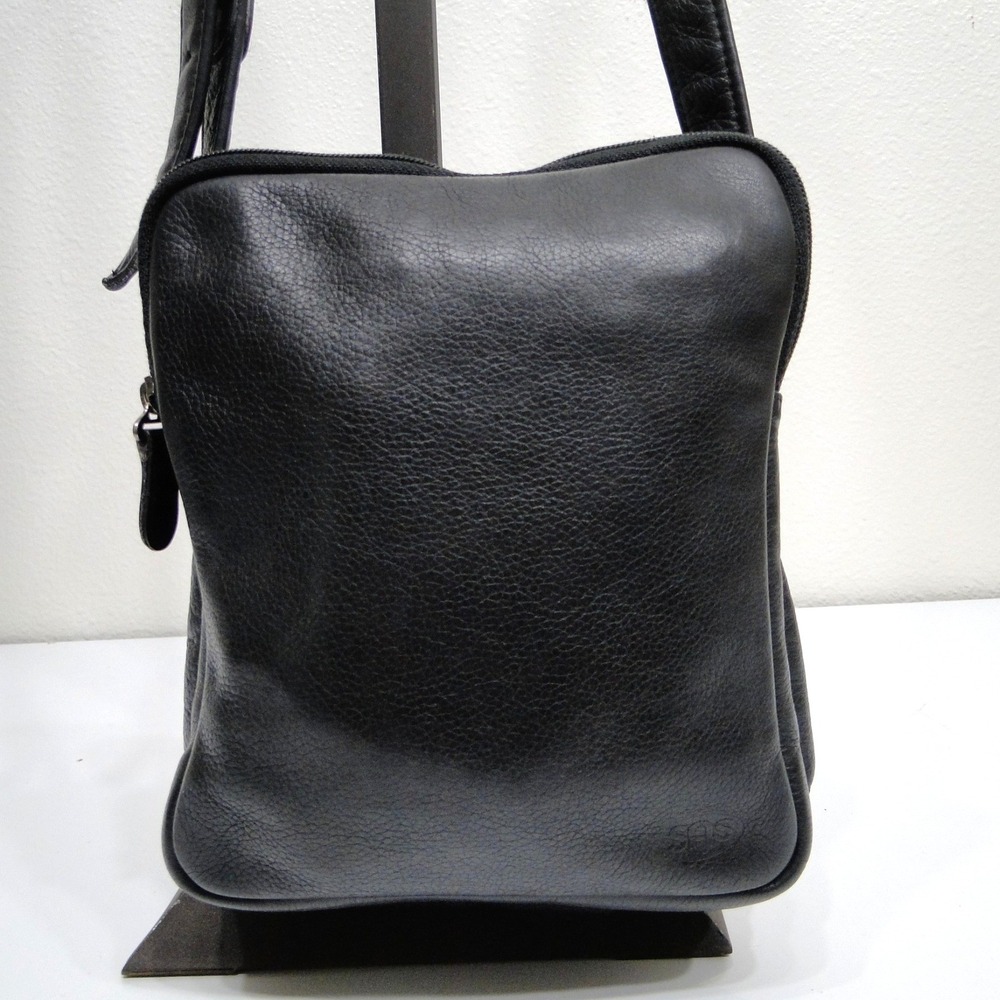 SAS Black Pebbled Leather Organizer Crossbody Bag Made in USA - Picture 8 of 15